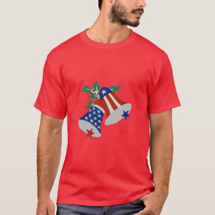 Camiseta Red White E Blue USA Flag Christmas Belet Art