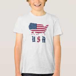 Camiseta Red, White e Blue "USA", Mapa Americano e Bandeira