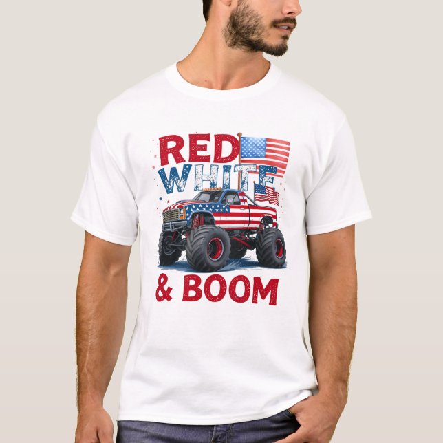 Camiseta Red White e Boom Tee, Engraçado 4 de julho (Frente)