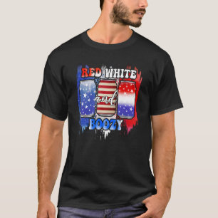 Camiseta Red White e Boozy 4 de julho Festa de Bebendo de C