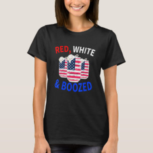 Camiseta Red White e Boozy 4 de julho, lareira patriótica
