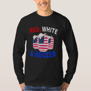 Camiseta Red White e Boozy 4 de julho, lareira patriótica