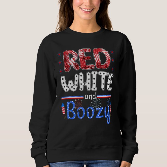 Camiseta Red White E Boozy Feliz Dia da Independência Dos E (Frente)