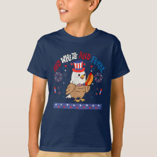 Camiseta Red White e Feral Funny Eagle 4 de julho