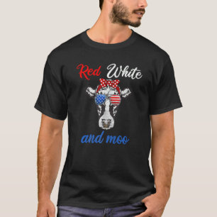 Camiseta Red White e Moo 4 de julho Roupa Usa Patriótico