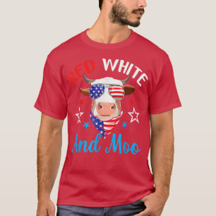Camiseta Red White E Moo 4 De Julho Vaca USA Bandeira Farme