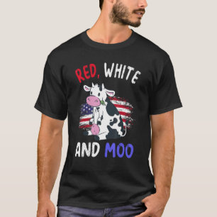 Camiseta Red White E Moo Cow 4 De Julho Mulheres Patriotas