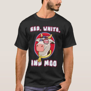 Camiseta Red White E Moo Em 4 De Julho Patriótico Farmer Us