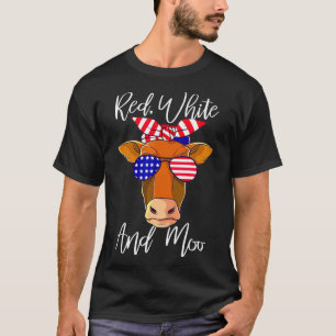 Camiseta Red White e Moo Patriotic Cow Flag Engraçado 4º 
