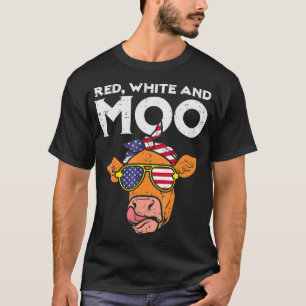 Camiseta Red White e Moo Patriotic Cow USA Flag Funny 4th
