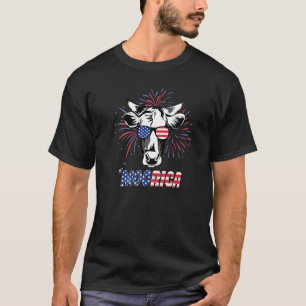 Camiseta Red White e Moo'moorica Patriotic Cow Farmer 4t