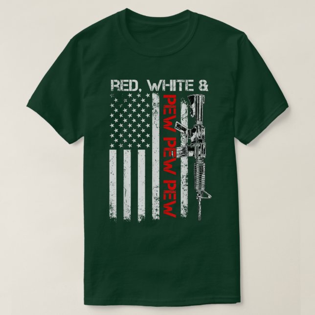 Camiseta Red White E Pew Patriotic Pro Gun AR15 Rifle EUA (Frente do Design)