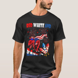 Camiseta Red White E Rawny Funny Rex Vestindo Bandeira Amer
