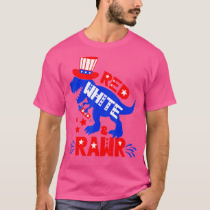 Camiseta Red White E Rawr 4 De Julho Dinossaur Rex Para Bo