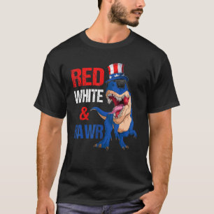 Camiseta Red White e Rawr Dinossaur Rex American Flag julho