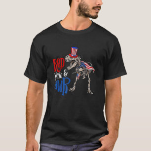 Camiseta Red White E Rawr Usa Patriótico 4 De Julho Dinos