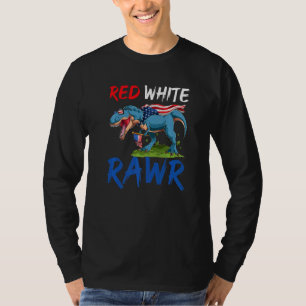 Camiseta Red White E Rawr Usa Patriótico 4 De Julho Dinos