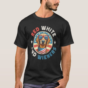 Camiseta Red White e Wiener Dachshund Weiner Cão 4 de julho