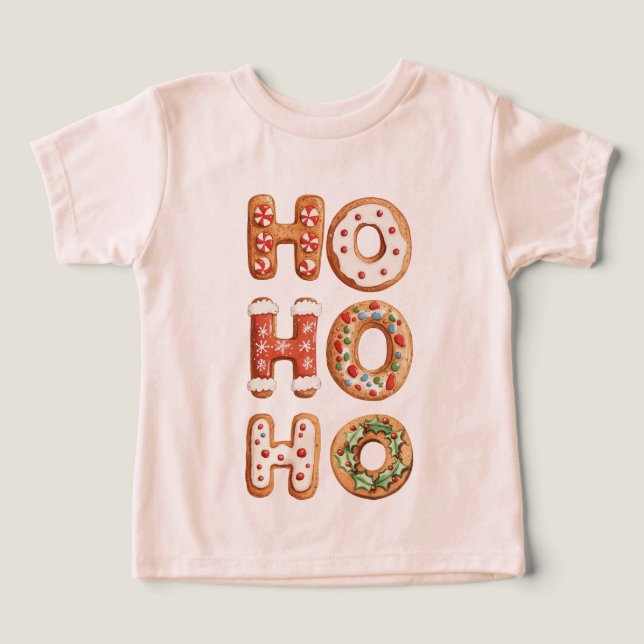 Camiseta Red White Ho Ho Ho Ho Gingercake Natal (Design frontal)