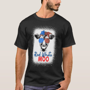 Camiseta Red White Moo Cow 4 De Julho EUA Flag Farmer Patr