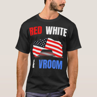 Camiseta Red White Vroom Monster Truck Lover American Flag