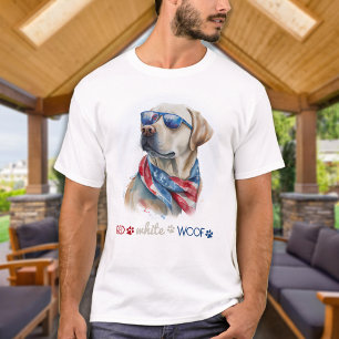 Camiseta Red White Woof Patriotic Labrador Dog 4 De Julho