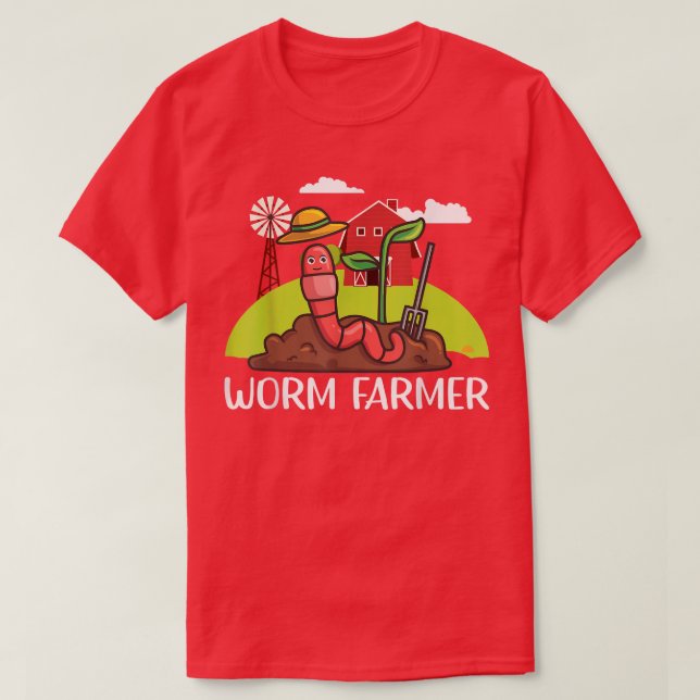 Camiseta Red Wiggler Worm Composting Fun, Farmer  (Frente do Design)