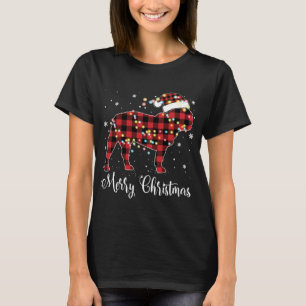 Camiseta Red Xadrez Buffalo French Buldog Feliz Natal P