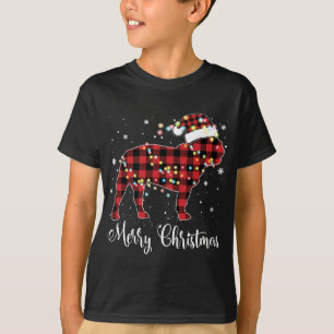 Camiseta Red Xadrez Buffalo French Buldog Feliz Natal P