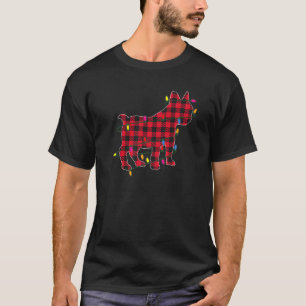 Camiseta Red Xadrez Buffalo French Buldog Feliz Natal P