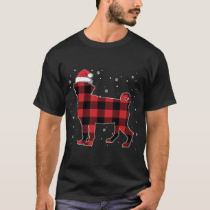 Camiseta Red Xadrez Pug Natal Santa Hat Pajama Dog