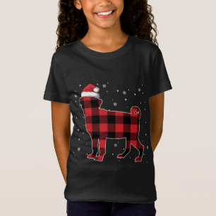 Camiseta Red Xadrez Pug Natal Santa Hat Pajama Dog