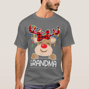 Camiseta Red Xadrez Reindeer Vovó Natal Christy