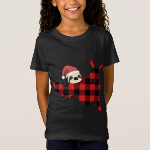 Camiseta Red Xadrez Sloth Pajama Family Buffalo Natal