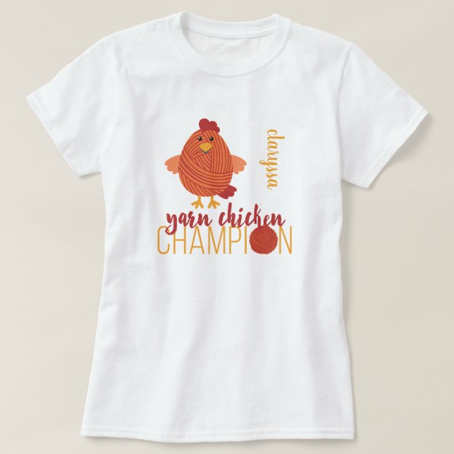 Camiseta Red Yarn Chicken Champion (Frente do Design)