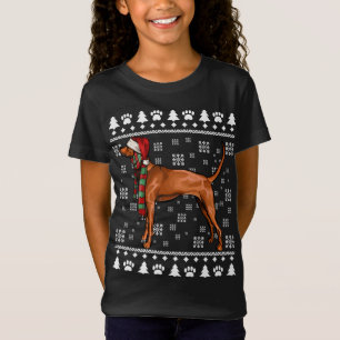 Camiseta Redbone Coonhound Dog Santa Hat Xmas Ugly Christma