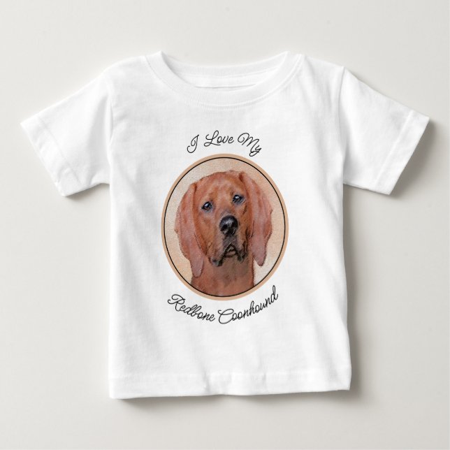 Camiseta Redbone Coonhound Painting - Arte De Cachorro Orig (Frente)