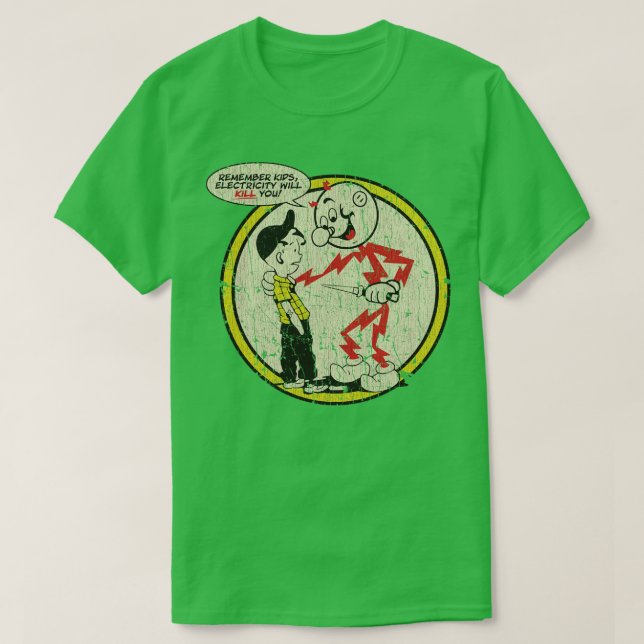 Camiseta Reddy Kilowatt Remember KidsElectricity Will Kill  (Frente do Design)