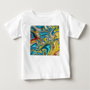 Camiseta redemoinhos de mármore abstrato amarelo azul turqu