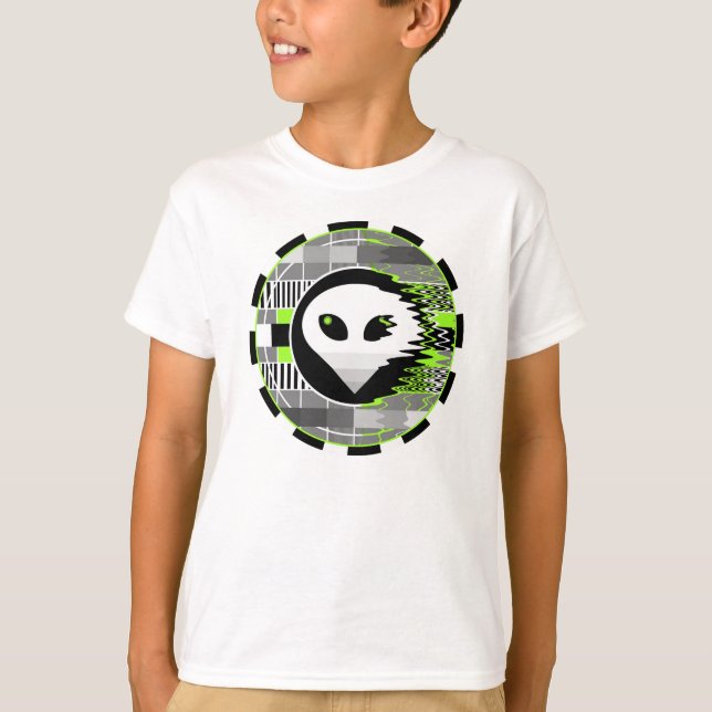 Camiseta redonda para alienígena TV branca (Frente)