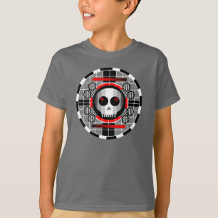 Camiseta redonda Skull TV básica cinza para crianç