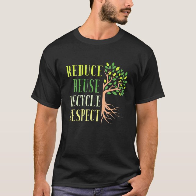 Camiseta Reduzir a reutilização da crise climática dos Reci (Frente)