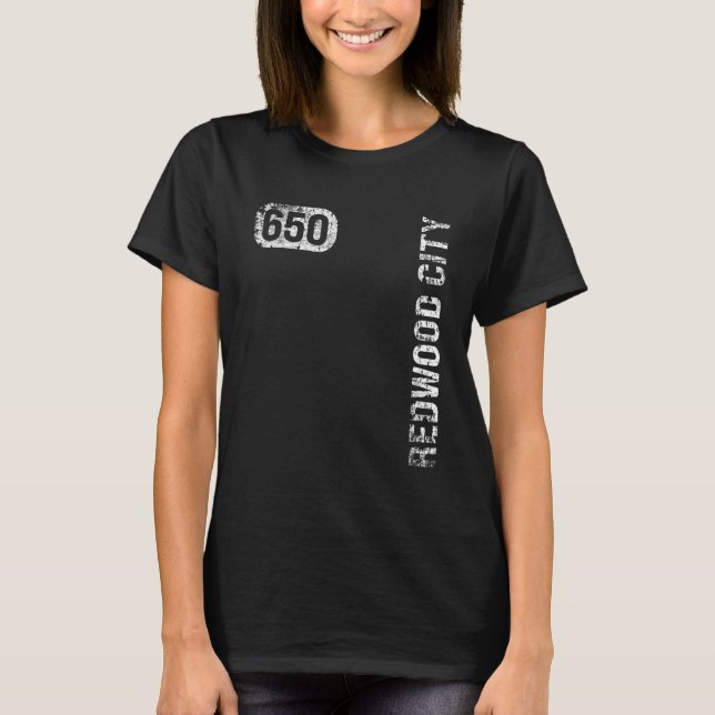 Camiseta Redwood City California 650 Area Code Retr (Frente)