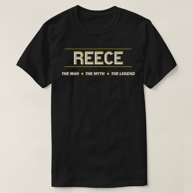 Camiseta REECE  the Man the Myth the LEGEND  Mens Boys Name (Frente do Design)