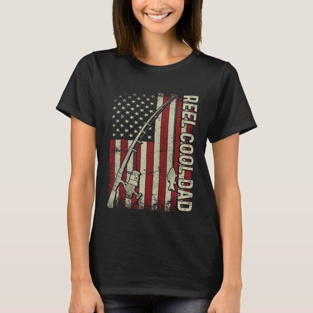 Camiseta Reel Cool Dad American Flag Fishing Christmas (Frente)