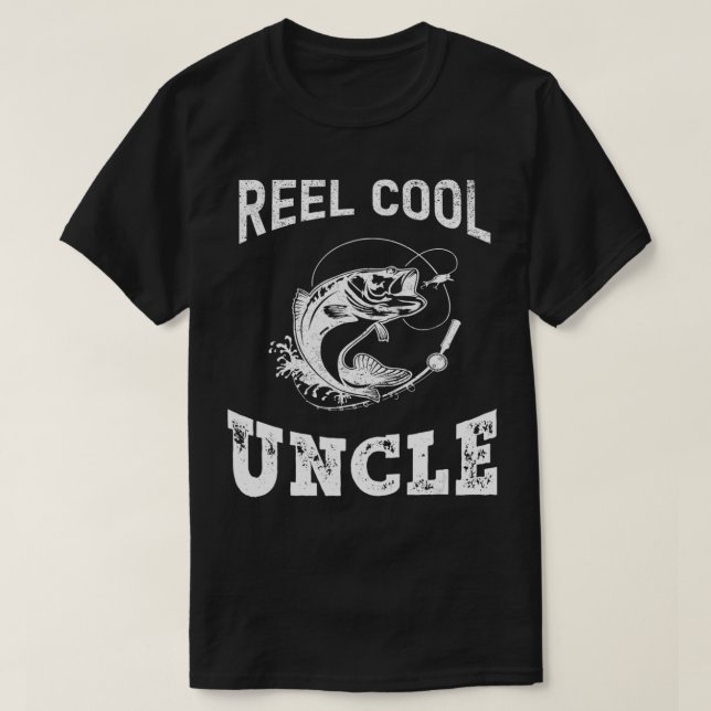 Camiseta reel cool Uncle fisherman father's day Fishing gif (Frente do Design)