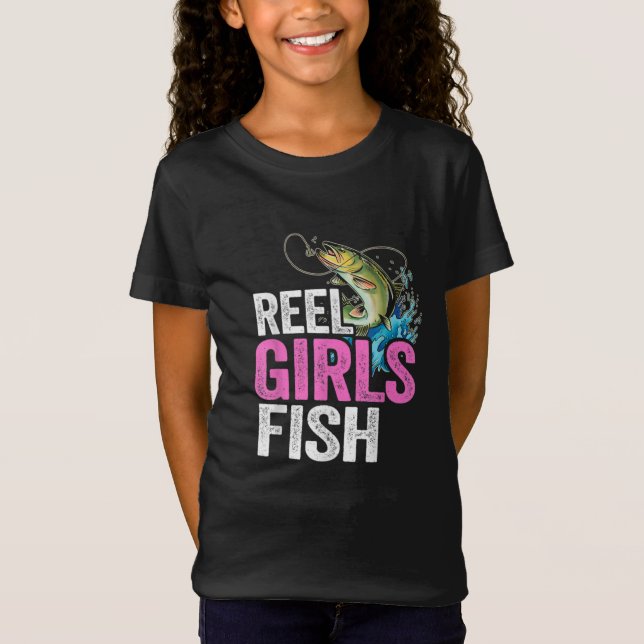 Camiseta Reel Girls Fish Bass Pesca Engraçada Pescadora (Frente)