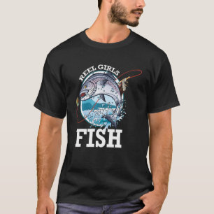 Camiseta Reel Girls Fish Bass Pesca Engraçada Pescadora Mãe