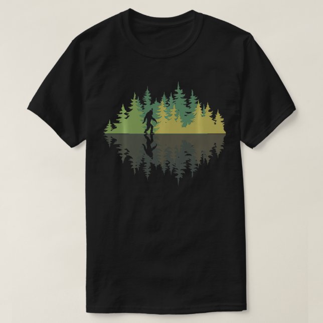 Camiseta Reflection Forest Trees Sasquatch Conspiracy Yeti  (Frente do Design)