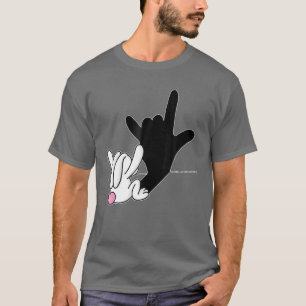 Camiseta Reflexão Bunny Eu Amo Você Linguagem de Sinais d